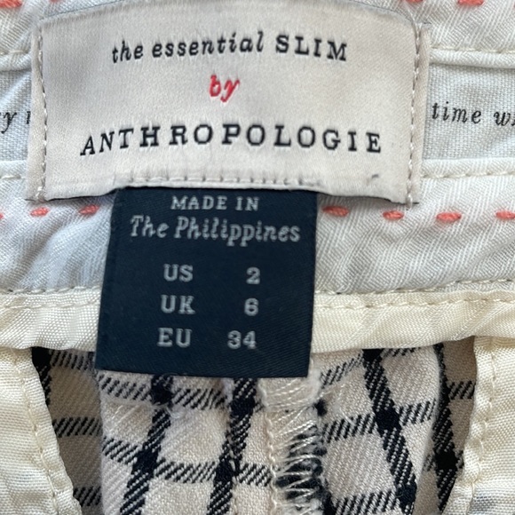 Anthropologie, Black and White Gingham Print,Essential Slim Pants, Size 2 - Picture 8 of 16